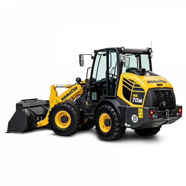 Verhuur wiellader van Komatsu WA70M-8 voordelig bij Vrijdag Trading